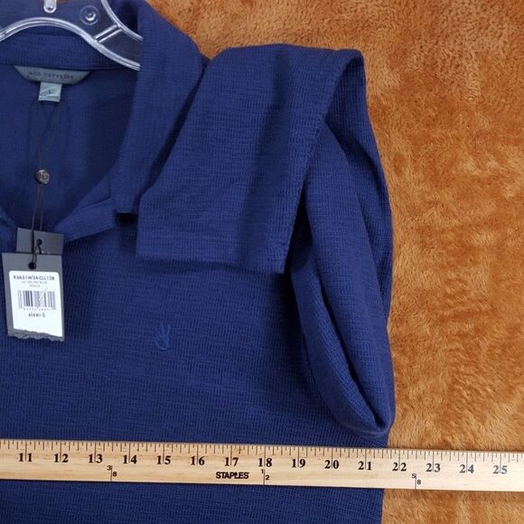 JOHN VARVATOS Polo Shirt Mens Large Blue Pullover Waffle Knit VNeck MORRIS $148 - Picture 7 of 9